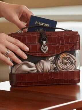 Brighton Croc Embossed Clear Windowpane Full Disclosure Satchel